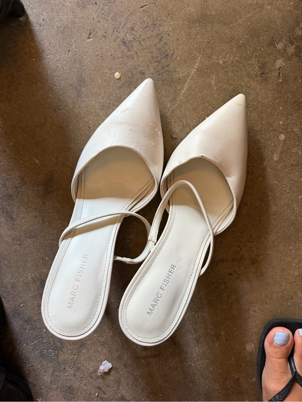 Marc Fisher Cream Pointed-Toe Slingback Flats